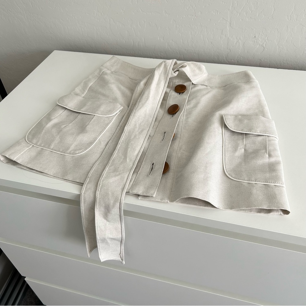 J Crew Cotton and Linen Skirt | Size 2 | Cream Business Skirt